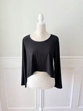 By JJ M Black Hi-Low Long Sleeve Top Blouse